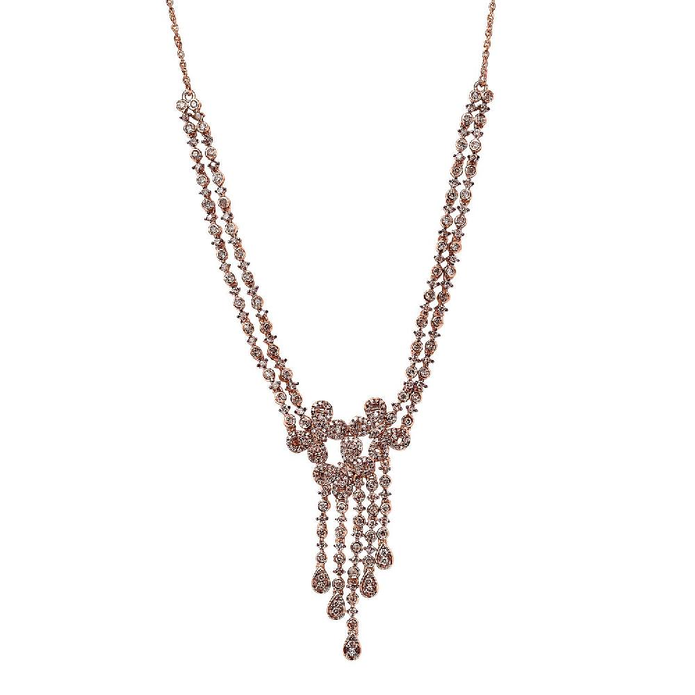 shop lc D'Joy Natural Champagne Diamond 3.00 ctw Butterfly Necklace in 18K Vermeil Rose Gold Over Sterling Silver 18 Inches