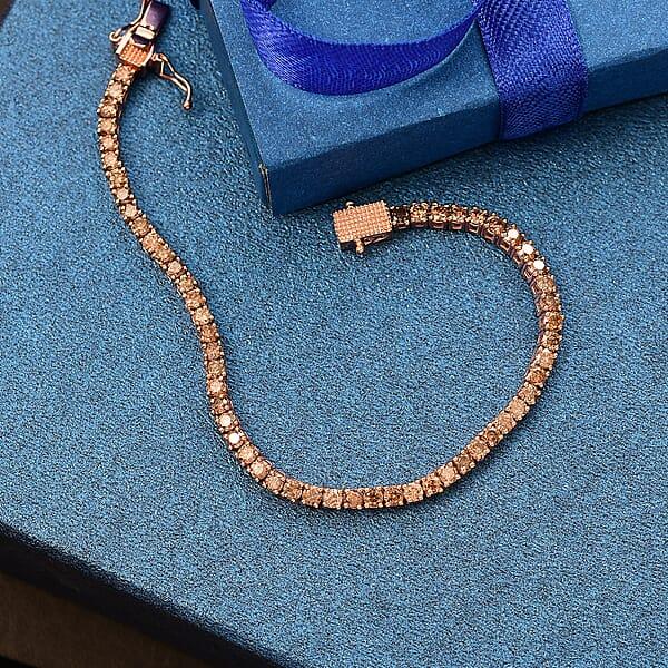 Shop Lc D'Joy Natural Champagne Diamond 5.00 Ctw Tennis Bracelet In Vermeil Rose Gold Over Sterling Silver (6.50 In)