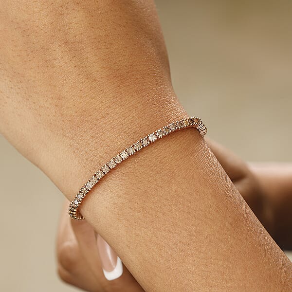 Shop Lc D'Joy Natural Champagne Diamond 5.00 Ctw Tennis Bracelet In Vermeil Rose Gold Over Sterling Silver (6.50 In)