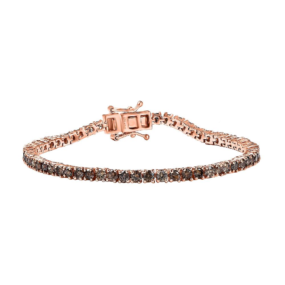 shop lc D'Joy Natural Champagne Diamond 5.00 ctw Tennis Bracelet in Vermeil Rose Gold Over Sterling Silver (6.50 In)