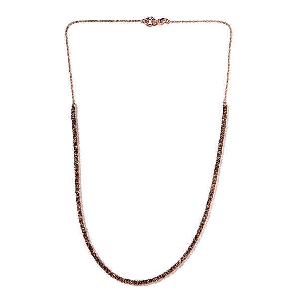Shop Lc D'Joy Natural Champagne Diamond 7.45 Ctw Tennis Necklace In Vermeil Rose Gold Over Sterling Silver 20 Inches