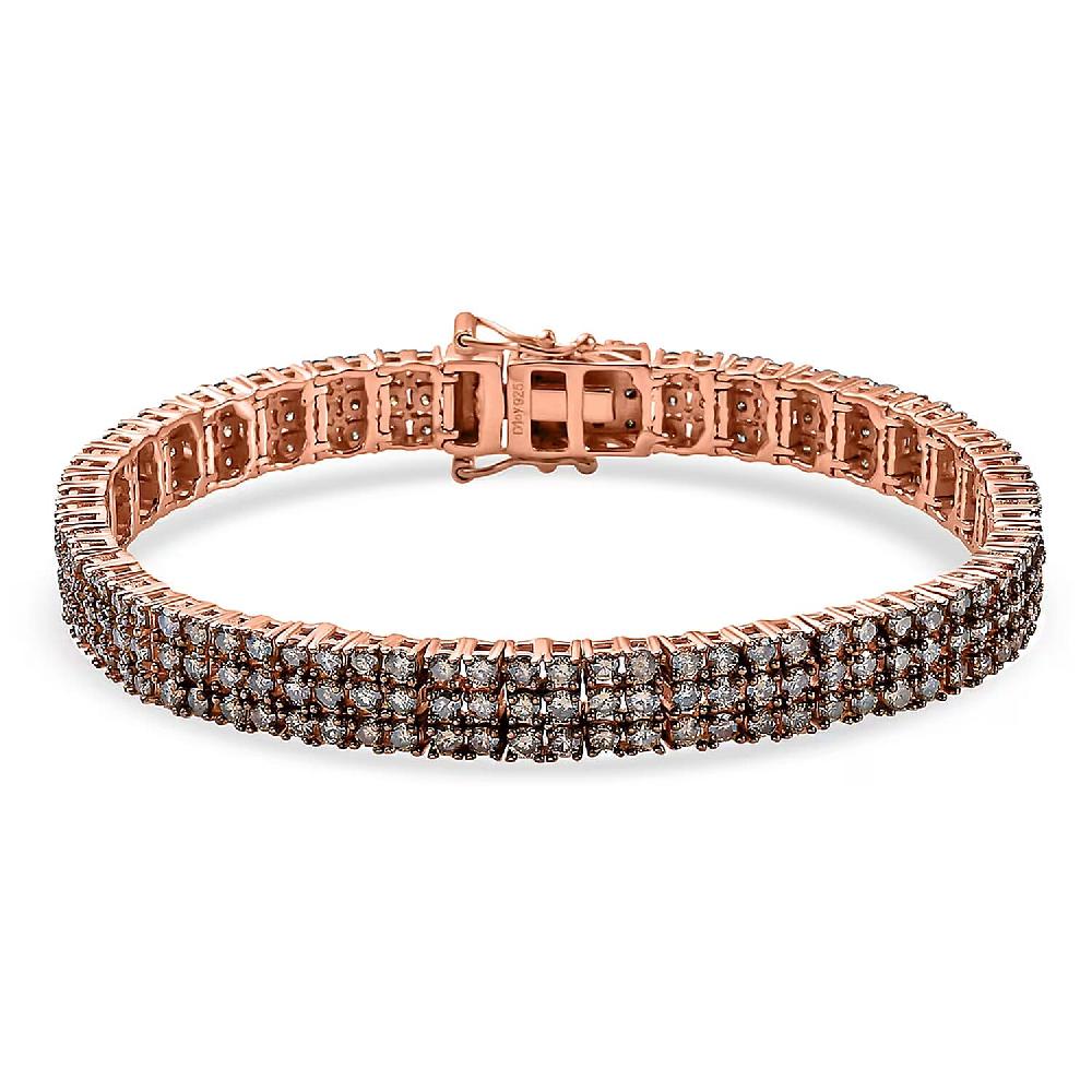 shop lc D'Joy Natural Champagne Diamond 9.00 ctw Cluster Bracelet in Vermeil Rose Gold Over Sterling Silver (7.25 In)