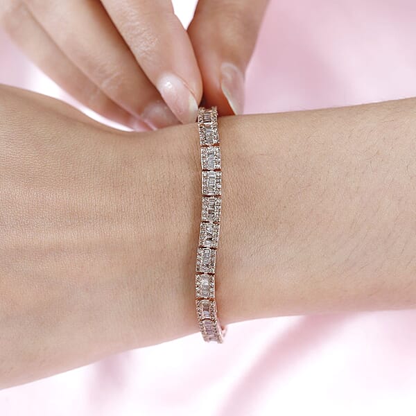Shop Lc D'Joy Natural Champagne Diamond Bracelet In Vermeil Rose Gold Over Sterling Silver (7.25 In) 2.90 Ctw