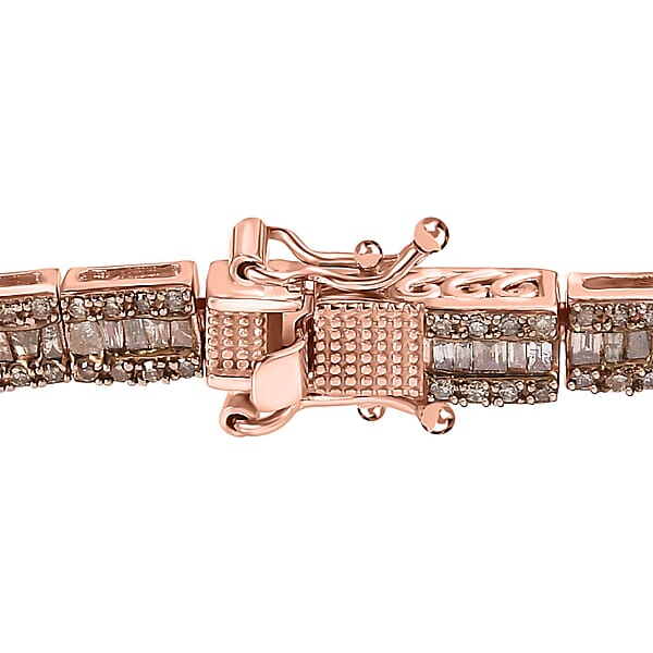 Shop Lc D'Joy Natural Champagne Diamond Bracelet In Vermeil Rose Gold Over Sterling Silver (7.25 In) 2.90 Ctw