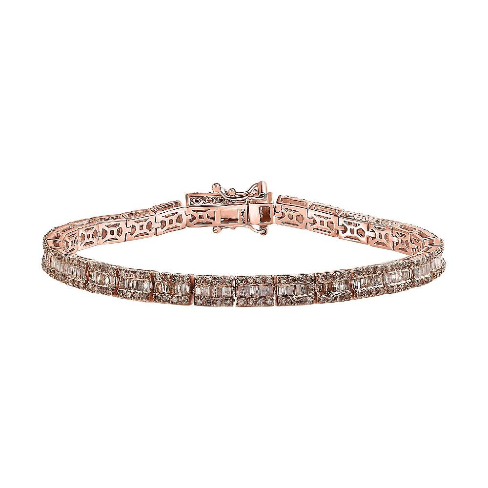 shop lc D'Joy Natural Champagne Diamond Bracelet in Vermeil Rose Gold Over Sterling Silver (7.25 In) 2.90 ctw