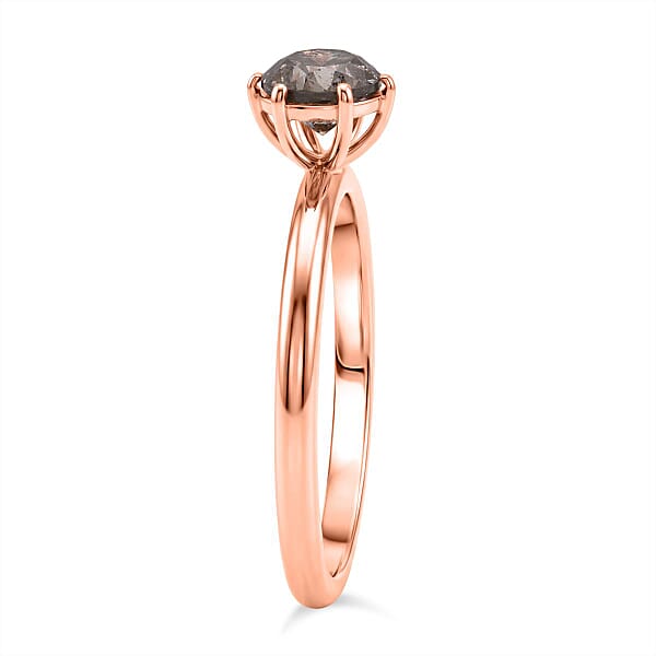 Shop Lc D'Joy Natural Champagne Diamond Solitaire Ring In 18K Vermeil RG Over Sterling Silver 1.00 Ctw