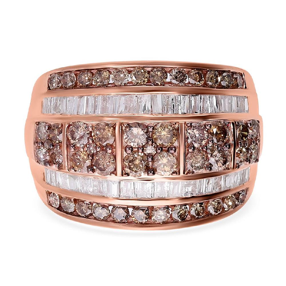 shop lc D'Joy Natural Champagne Diamond White Diamond Cluster Ring in Vermeil RG Over Sterling Silver 2.00 ctw