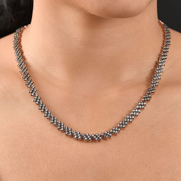 Shop Lc D'Joy Natural Champagne Zircon 12.30 Ctw Necklace 18 Inches In 18K Vermeil Rose Gold Over Sterling Silver