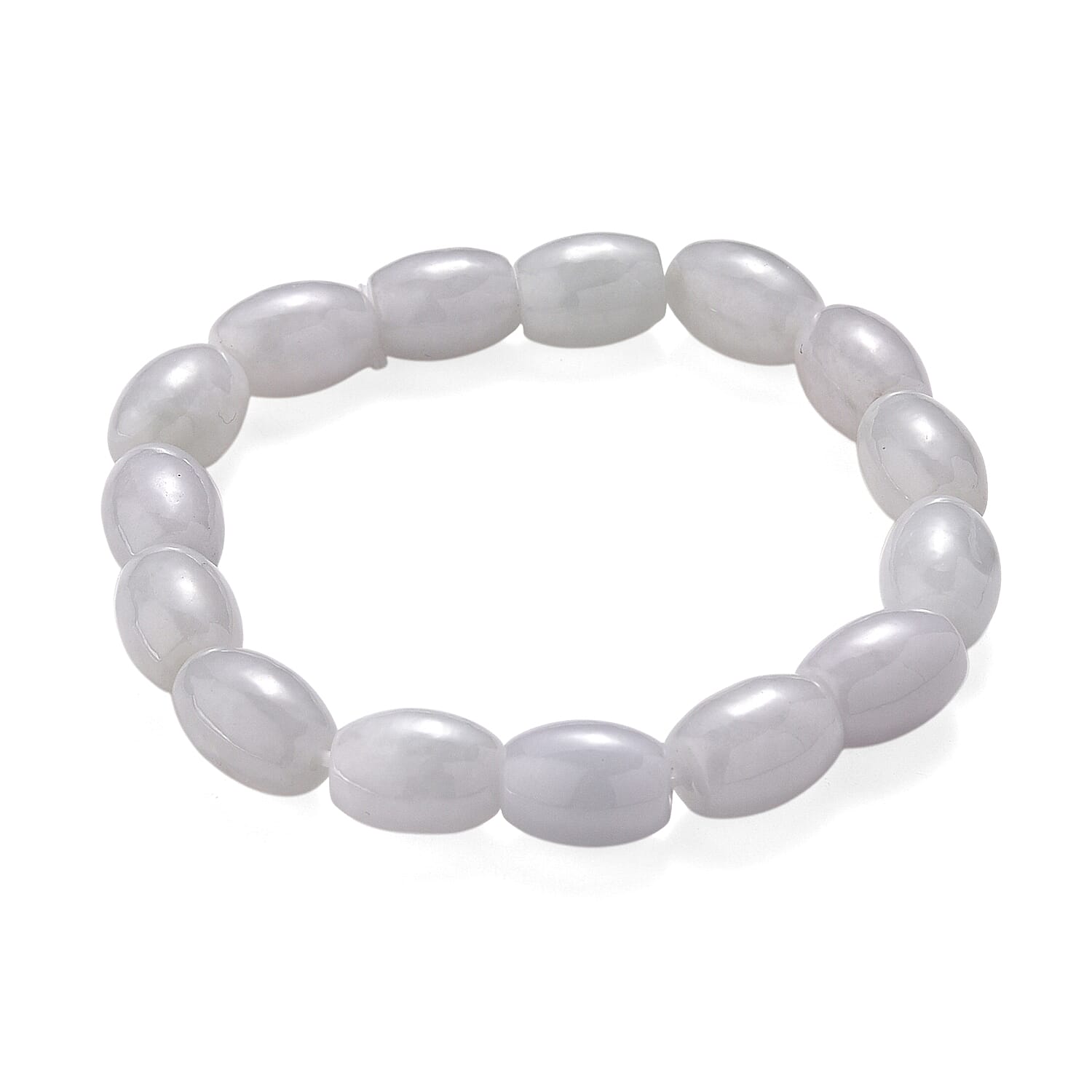 shop lc D'Joy Natural Jade 170.00 ctw Rice Beaded Stretch Bracelet (6.50-7.0In)