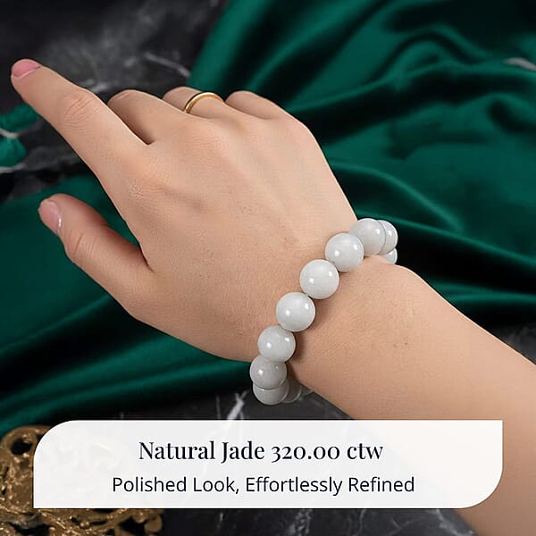 Shop Lc D'Joy Natural Jade 320.00 Ctw Round Beaded Stretch Bracelet (6.50-7.0In)