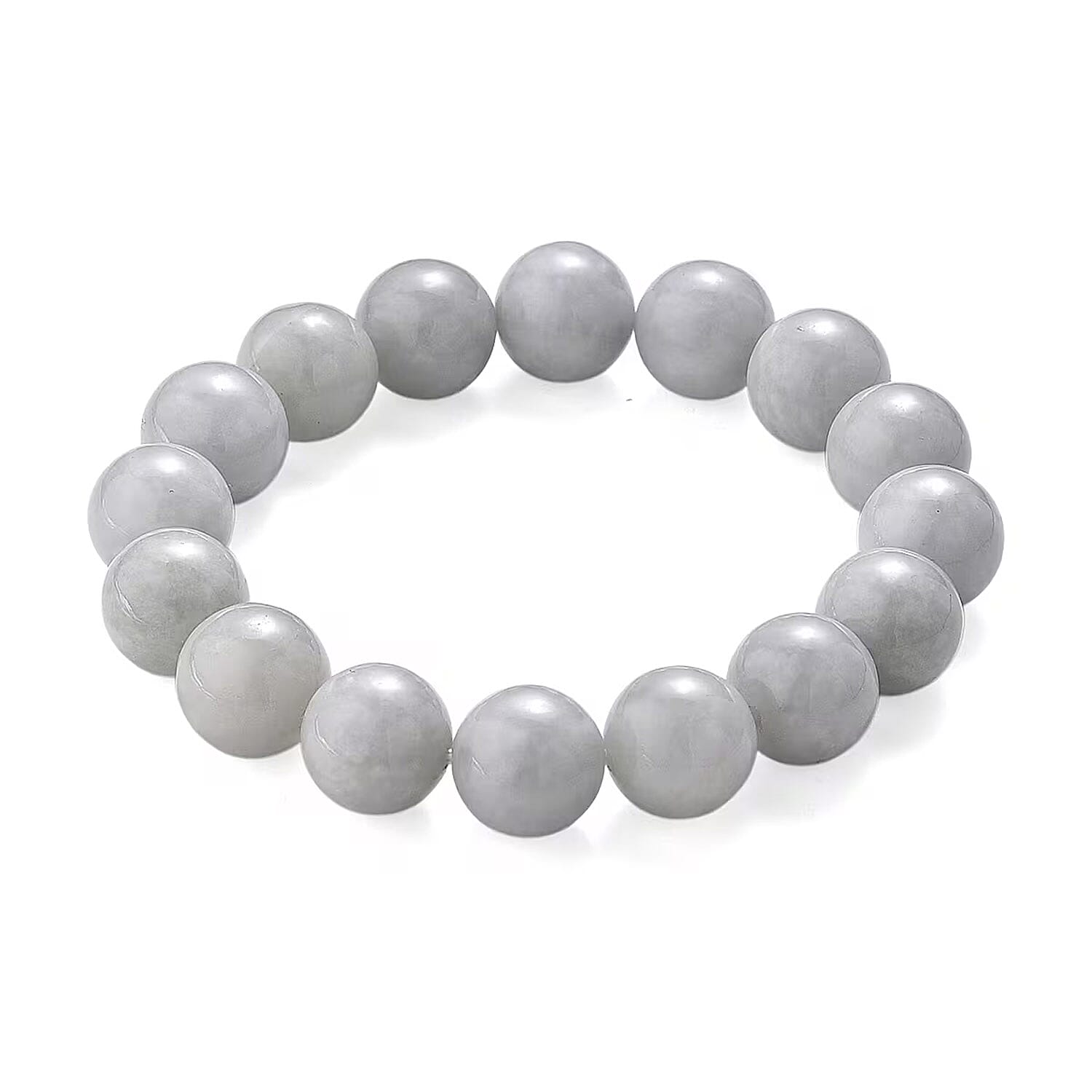 shop lc D'Joy Natural Jade 320.00 ctw Round Beaded Stretch Bracelet (6.50-7.0In)
