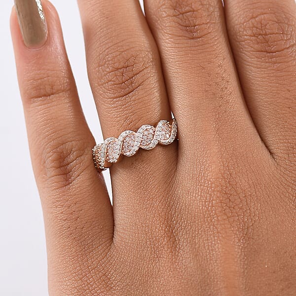 Shop Lc D'Joy Natural Pink And White Diamond I3 0.33 Ctw Eternal Swirl Ring In 18K Vermeil Rose Gold Over Sterling Silver