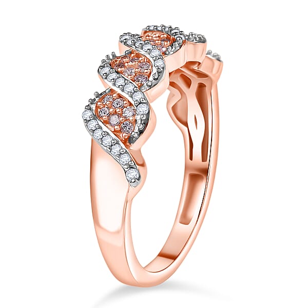 Shop Lc D'Joy Natural Pink And White Diamond I3 0.33 Ctw Eternal Swirl Ring In 18K Vermeil Rose Gold Over Sterling Silver