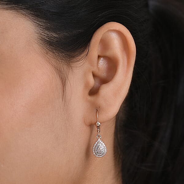 Shop Lc D'Joy Natural Pink And White Diamond I3 0.50 Ctw Endless Love Drop Earrings In 18K Vermeil Rose Gold Over Sterling Silver (Del. In 7-10 Days)