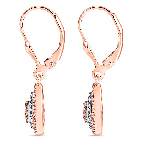 Shop Lc D'Joy Natural Pink And White Diamond I3 0.50 Ctw Endless Love Drop Earrings In 18K Vermeil Rose Gold Over Sterling Silver (Del. In 7-10 Days)