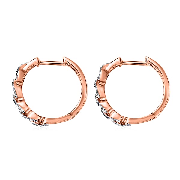 Shop Lc D'Joy Natural Pink And White Diamond I3 0.50 Ctw Hoop Earrings In 18K Vermeil Rose Gold Over Sterling Silver
