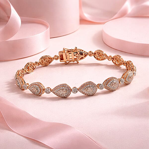 Shop Lc D'Joy Natural Pink And White Diamond I3 2.50 Ctw Endless Love Drop Bracelet In 18K Vermeil Rose Gold Over Sterling Silver (7.25 In) (Del. In 7-10 Days)