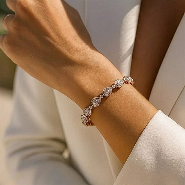Shop Lc D'Joy Natural Pink And White Diamond I3 2.50 Ctw Endless Love Drop Bracelet In 18K Vermeil Rose Gold Over Sterling Silver (7.25 In) (Del. In 7-10 Days)