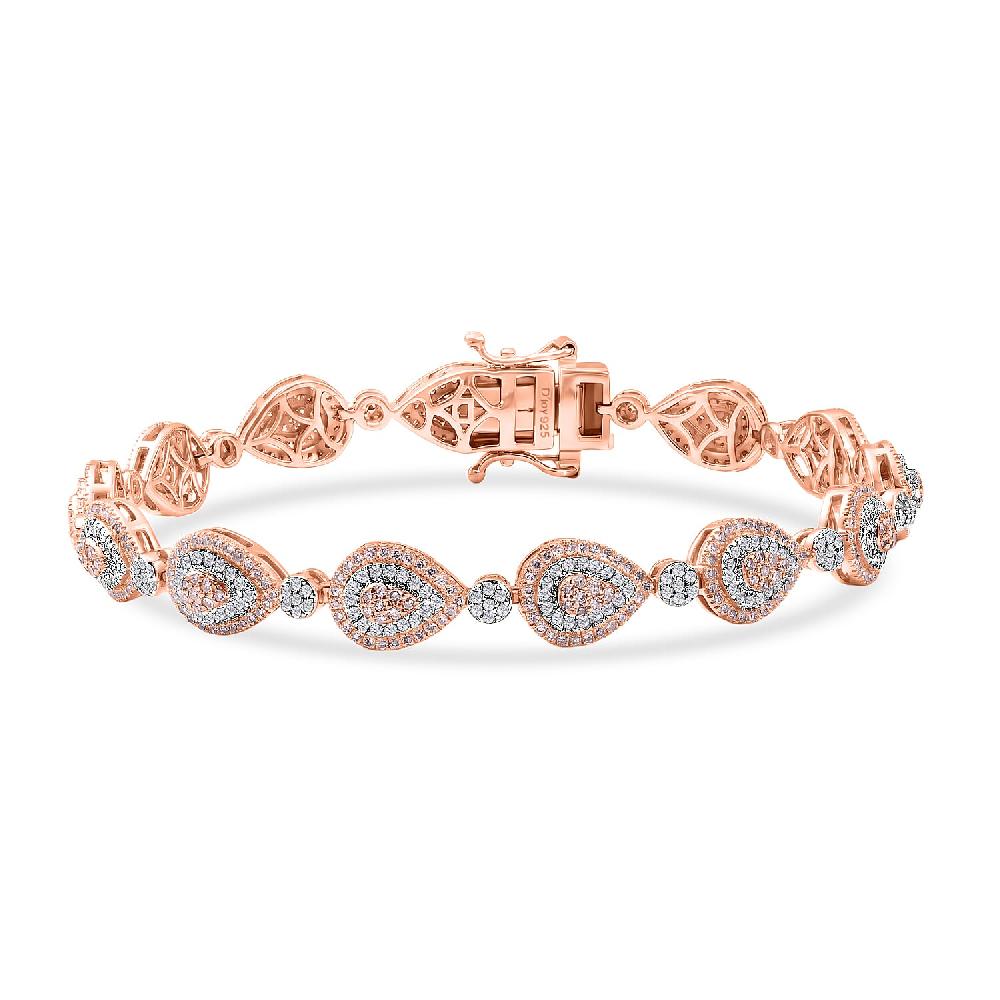 shop lc D'Joy Natural Pink and White Diamond I3 2.50 ctw Endless Love Drop Bracelet in 18K Vermeil Rose Gold Over Sterling Silver (7.25 In) (Del. in 7-10 Days)