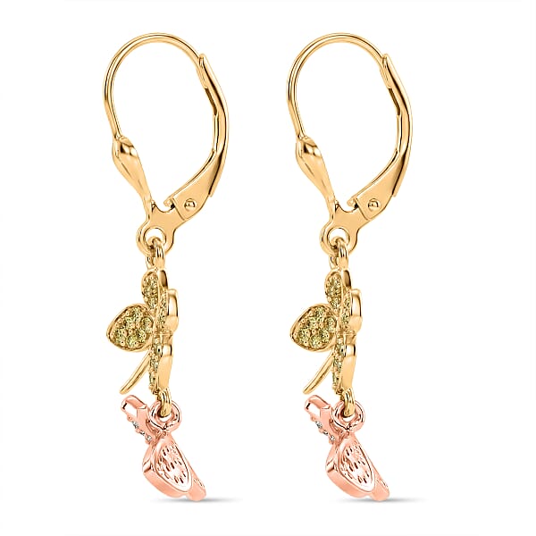 Shop Lc D'Joy Natural Pink And Yellow Diamond 0.50 Ctw Butterfly Earrings In 18K Vermeil YRG Over Sterling Silver