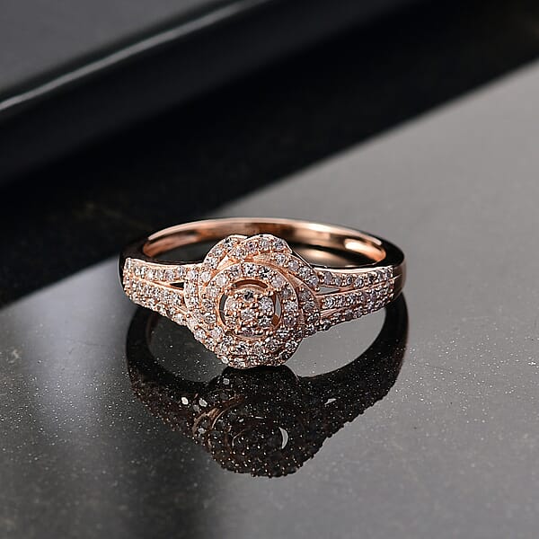 Shop Lc D'Joy Natural Pink Diamond I3 0.33 Ctw Ring In 18K Vermeil Rose Gold Over Sterling Silver