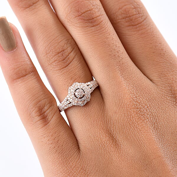 Shop Lc D'Joy Natural Pink Diamond I3 0.33 Ctw Ring In 18K Vermeil Rose Gold Over Sterling Silver