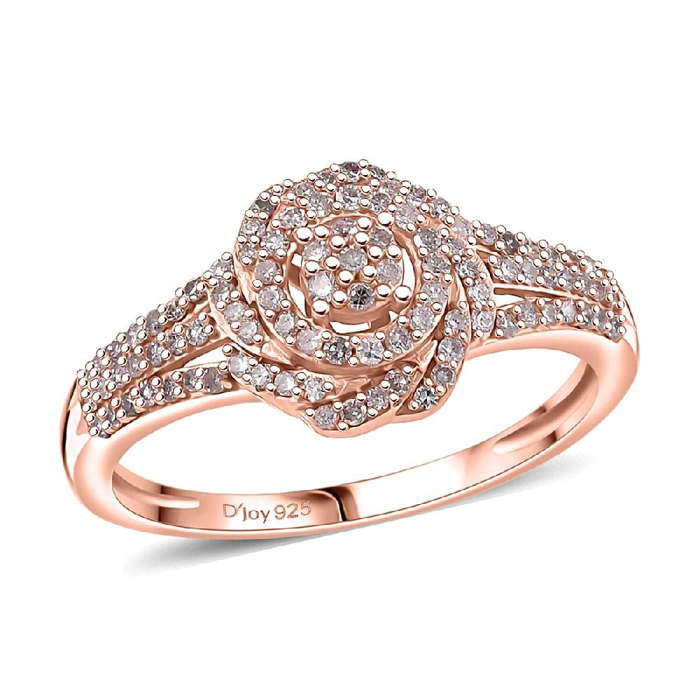 shop lc D'Joy Natural Pink Diamond I3 0.33 ctw Ring in 18K Vermeil Rose Gold Over Sterling Silver