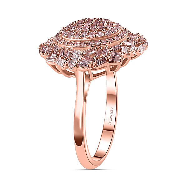 Shop Lc D'Joy Natural Pink Diamond I3 1.00 Ctw Lightburst Ring In 18K Vermeil Rose Gold Over Sterling Silver (Del. In 7-10 Days)