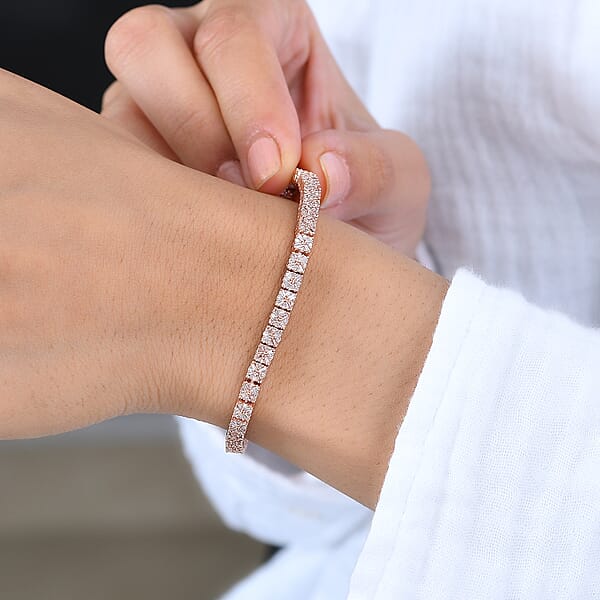 Shop Lc D'Joy Natural Pink Diamond I3 2.00 Ctw Floral Bracelet In Vermeil Rose Gold Over Sterling Silv (7.50 In)