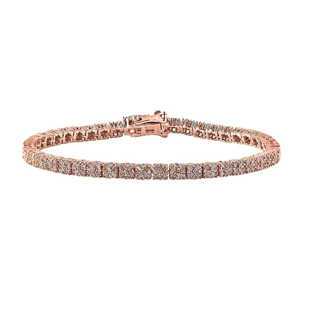 shop lc D'Joy Natural Pink Diamond I3 2.00 ctw Floral Bracelet in Vermeil Rose Gold Over Sterling Silv (7.50 In)