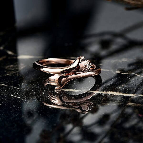 Shop Lc D'Joy Natural Pink Diamond (I3) Accent Ring In 18K Vermeil RG Over Sterling Silver