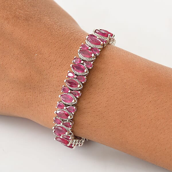 Shop Lc D'Joy Niassa Ruby (FF) 33.50 Ctw Royal Lineage Bracelet In Rhodium Over Sterling Silver (7.25 In)