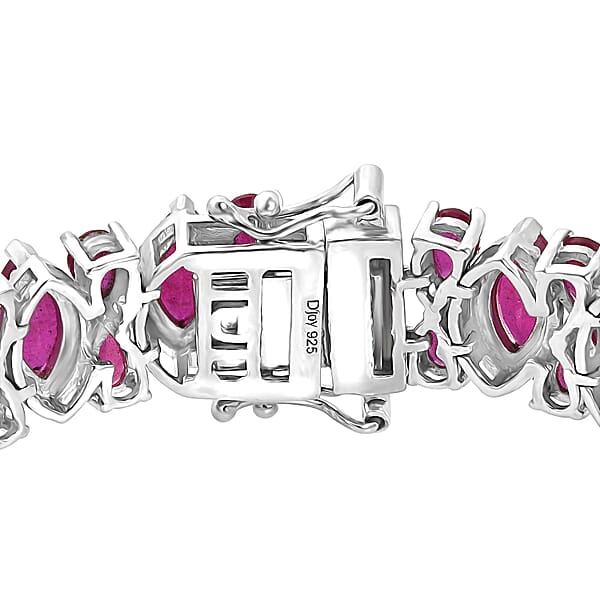 Shop Lc D'Joy Niassa Ruby (FF) 33.50 Ctw Royal Lineage Bracelet In Rhodium Over Sterling Silver (7.25 In)