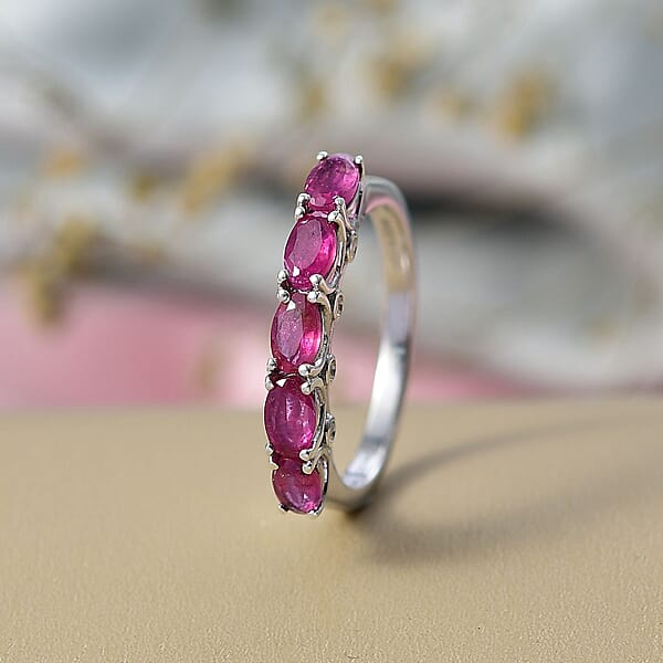 Shop Lc D'Joy Niassa Ruby (FF) And Moissanite 1.90 Ctw Ring In Platinum Over Sterling Silver