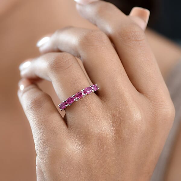 Shop Lc D'Joy Niassa Ruby (FF) And Moissanite 1.90 Ctw Ring In Platinum Over Sterling Silver