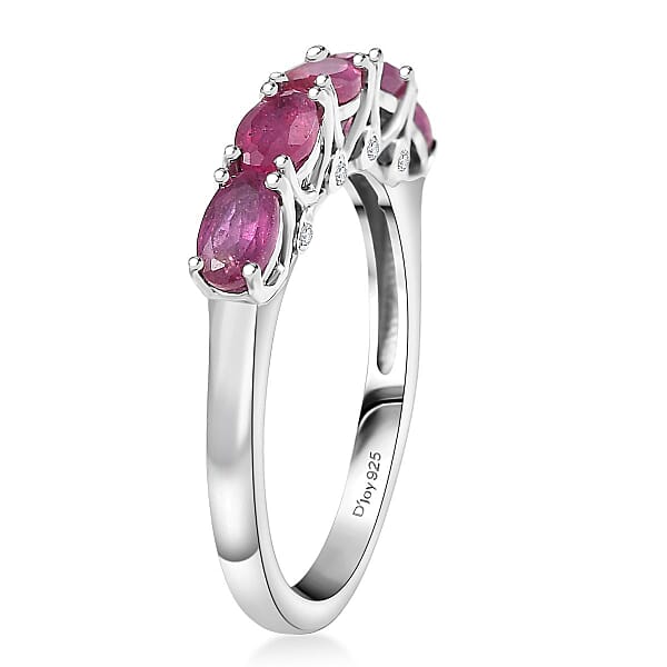 Shop Lc D'Joy Niassa Ruby (FF) And Moissanite 1.90 Ctw Ring In Platinum Over Sterling Silver