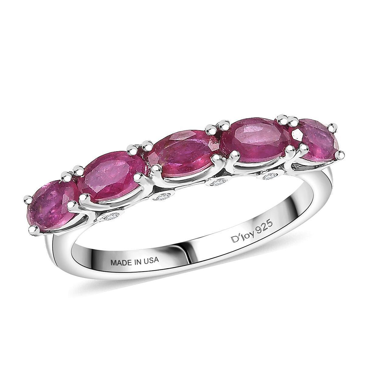 shop lc D'Joy Niassa Ruby (FF) and Moissanite 1.90 ctw Ring in Platinum Over Sterling Silver