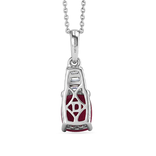 Shop Lc D'Joy Niassa Ruby (FF) And Moissanite 2.40 Ctw Crimson Passion Pendant Necklace In Rhodium Over Sterling Silver 20 Inches