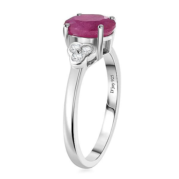 Shop Lc D'Joy Niassa Ruby (FF) And White Zircon 2.10 Ctw Ring In Platinum Over Sterling Silver