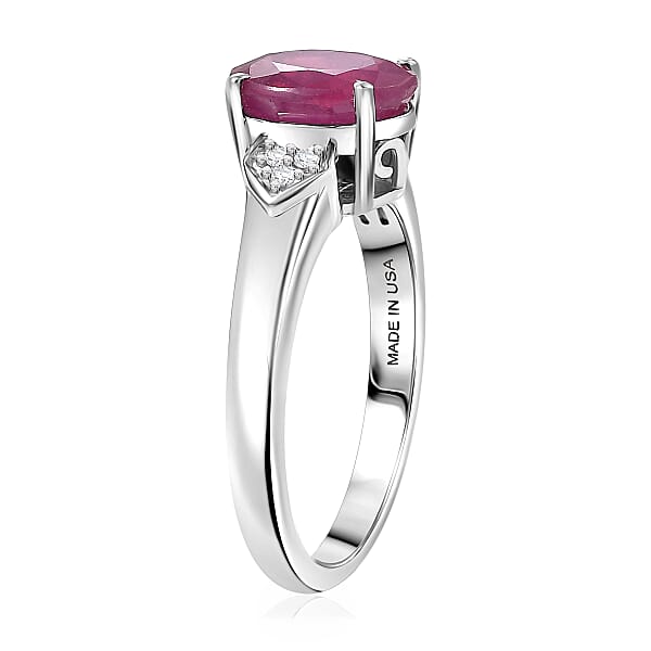 Shop Lc D'Joy Niassa Ruby (FF) And White Zircon 2.75 Ctw Ring In Platinum Over Sterling Silver