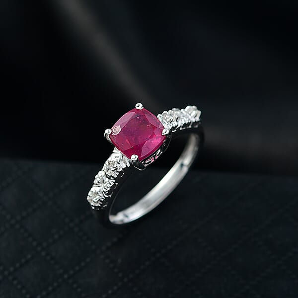 Shop Lc D'Joy Niassa Ruby (FF) White Zircon Ring In Platinum Over Sterling Silver 2.50 Ctw