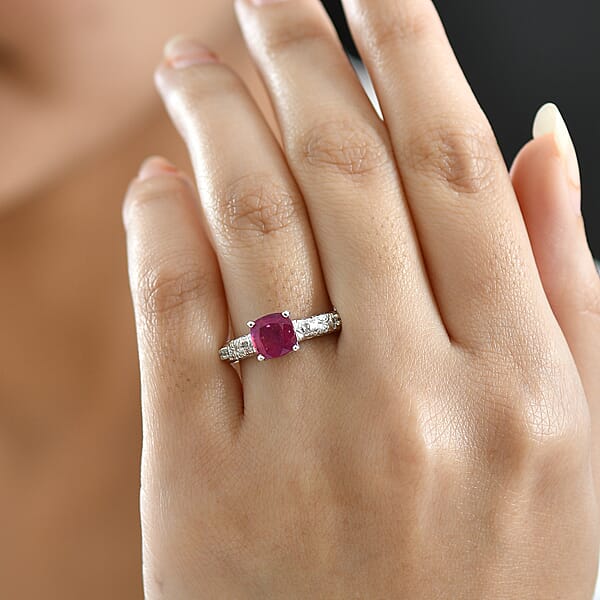 Shop Lc D'Joy Niassa Ruby (FF) White Zircon Ring In Platinum Over Sterling Silver 2.50 Ctw