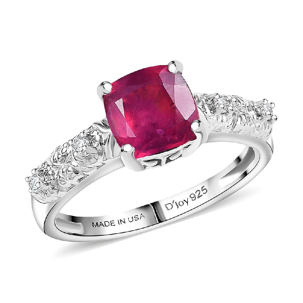 shop lc D'Joy Niassa Ruby (FF) White Zircon Ring in Platinum Over Sterling Silver 2.50 ctw