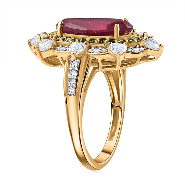Shop Lc D Joy Niassa Ruby Multi Gemstone Heart Ring In 18K Vermeil YG Over Sterling Silver 6.50 Ctw