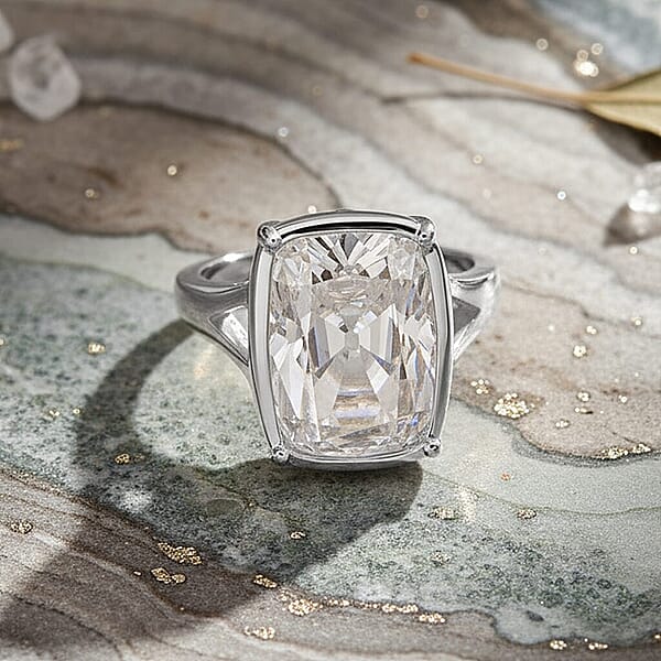 Shop Lc D'Joy Old Mine Cut Moissanite 10.00 Ctw Ring In Rhodium Over Sterling Silver