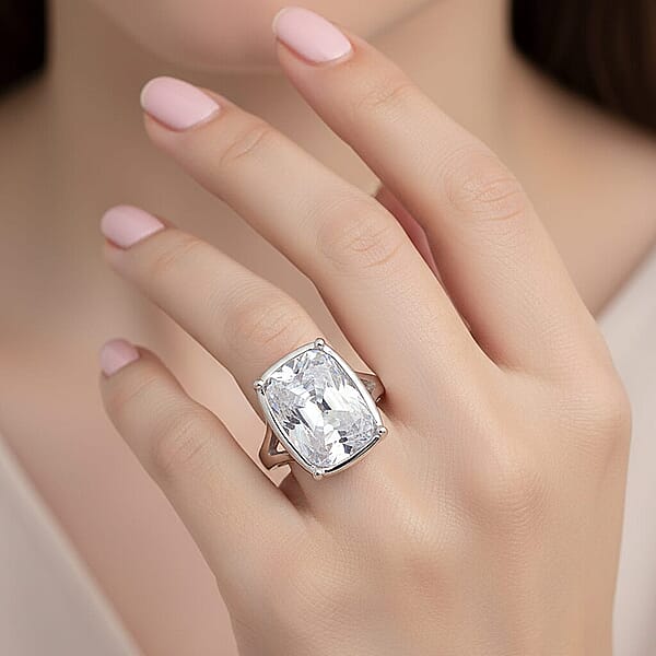 Shop Lc D'Joy Old Mine Cut Moissanite 10.00 Ctw Ring In Rhodium Over Sterling Silver