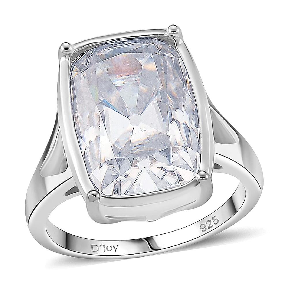 shop lc D'Joy Old Mine Cut Moissanite 10.00 ctw Ring in Rhodium Over Sterling Silver