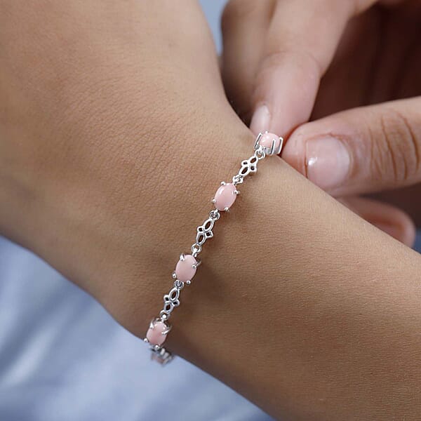 Shop Lc D'Joy Oregon Peach Opal 1.85 Ctw Bolo Bracelet In Platinum Over Sterling Silver