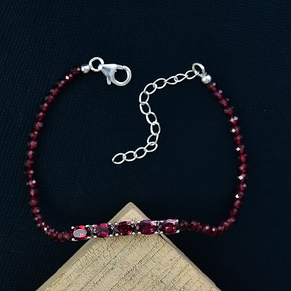 Shop Lc D'Joy Orissa Rhodolite Garnet 18.50 Ctw Beaded Bracelet In Sterling Silver (7.25 In)