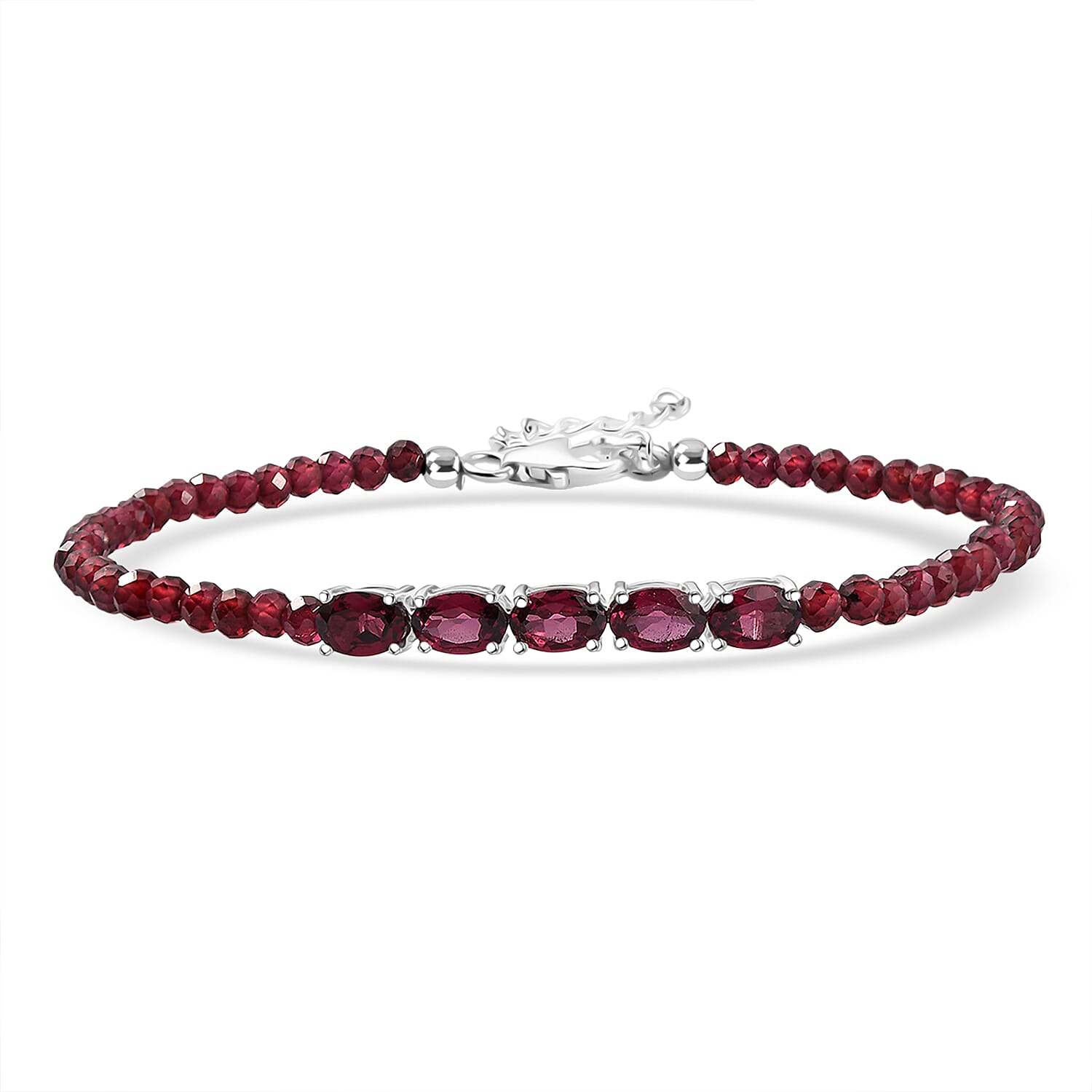 shop lc D'Joy Orissa Rhodolite Garnet 18.50 ctw Beaded Bracelet in Sterling Silver (7.25 In)
